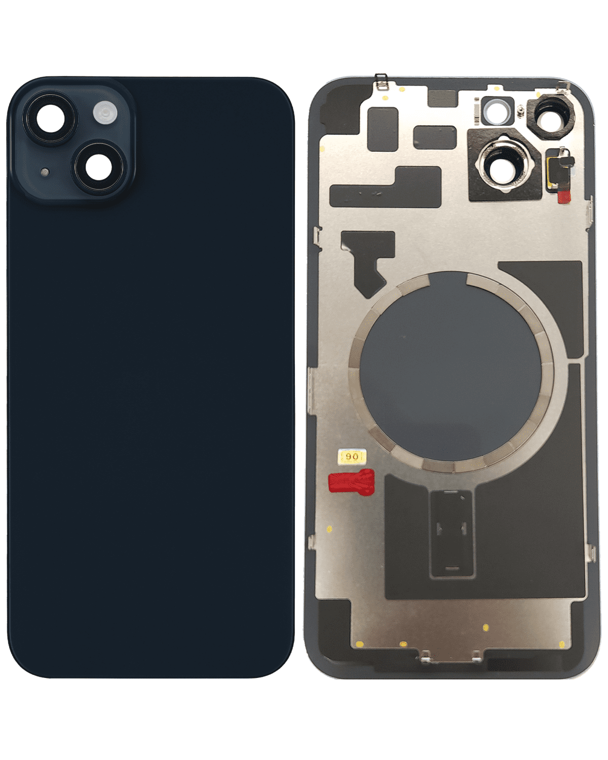 Iphone 14 Plus ile Uyumlu Arka Cam Çelik Plakalı Kablosuz NFC Şarj MagSafe Mıknatıs ve El Feneri Esnek ile Uyumlu Full  Gece ​​Yarısı - Görsel 4