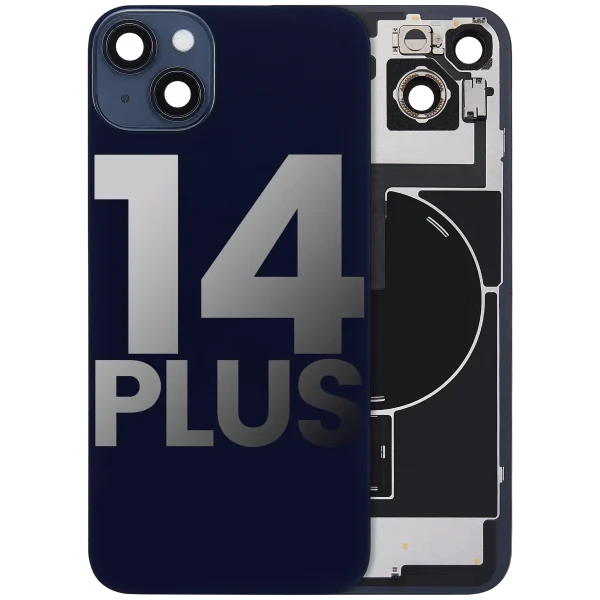 Iphone 14 Plus ile Uyumlu Arka Cam Çelik Plakalı Kablosuz NFC Şarj MagSafe Mıknatıs ve El Feneri Esnek ile Uyumlu Full Gece ​​Yarısı