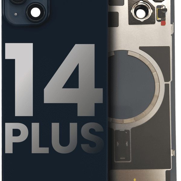 Iphone 14 Plus ile Uyumlu Arka Cam Çelik Plakalı Kablosuz NFC Şarj MagSafe Mıknatıs ve El Feneri Esnek ile Uyumlu Full  Gece ​​Yarısı
