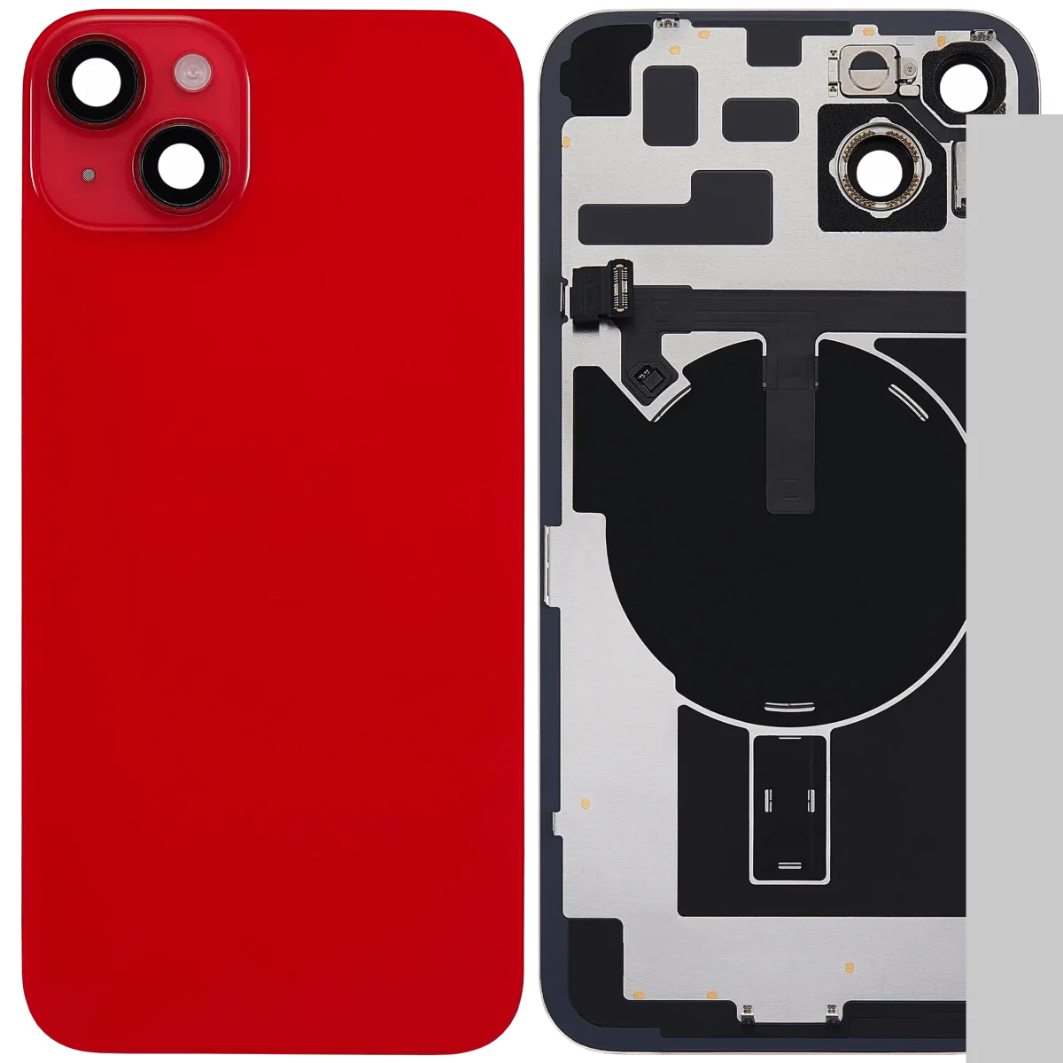 Iphone 14 Plus ile Uyumlu Arka Cam Çelik Plakalı Kablosuz NFC Şarj MagSafe Mıknatıs ve El Feneri Esnek ile Uyumlu Full Kırmızı - Görsel 2