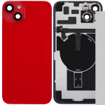 Iphone 14 Plus ile Uyumlu Arka Cam Çelik Plakalı Kablosuz NFC Şarj MagSafe Mıknatıs ve El Feneri Esnek ile Uyumlu Full Kırmızı - Görsel 2