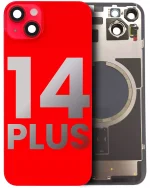 Iphone 14 Plus ile Uyumlu Arka Cam Çelik Plakalı Kablosuz NFC Şarj MagSafe Mıknatıs ve El Feneri Esnek ile Uyumlu Full  Kırmızı