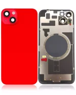 Iphone 14 Plus ile Uyumlu Arka Cam Çelik Plakalı Kablosuz NFC Şarj MagSafe Mıknatıs ve El Feneri Esnek ile Uyumlu Full  Kırmızı - Görsel 3