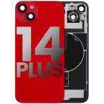 Iphone 14 Plus ile Uyumlu Arka Cam Çelik Plakalı Kablosuz NFC Şarj MagSafe Mıknatıs ve El Feneri Esnek ile Uyumlu Full Kırmızı