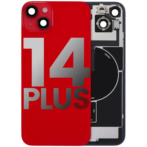 Iphone 14 Plus ile Uyumlu Arka Cam Çelik Plakalı Kablosuz NFC Şarj MagSafe Mıknatıs ve El Feneri Esnek ile Uyumlu Full Kırmızı