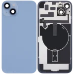 Iphone 14 Plus ile Uyumlu Arka Cam Çelik Plakalı Kablosuz NFC Şarj MagSafe Mıknatıs ve El Feneri Esnek ile Uyumlu Full Mavi - Görsel 2