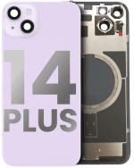 Iphone 14 Plus ile Uyumlu Arka Cam Çelik Plakalı Kablosuz NFC Şarj MagSafe Mıknatıs ve El Feneri Esnek ile Uyumlu Full  Mor