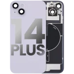 Iphone 14 Plus ile Uyumlu Arka Cam Çelik Plakalı Kablosuz NFC Şarj MagSafe Mıknatıs ve El Feneri Esnek ile Uyumlu Full Mor