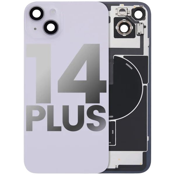 Iphone 14 Plus ile Uyumlu Arka Cam Çelik Plakalı Kablosuz NFC Şarj MagSafe Mıknatıs ve El Feneri Esnek ile Uyumlu Full Mor