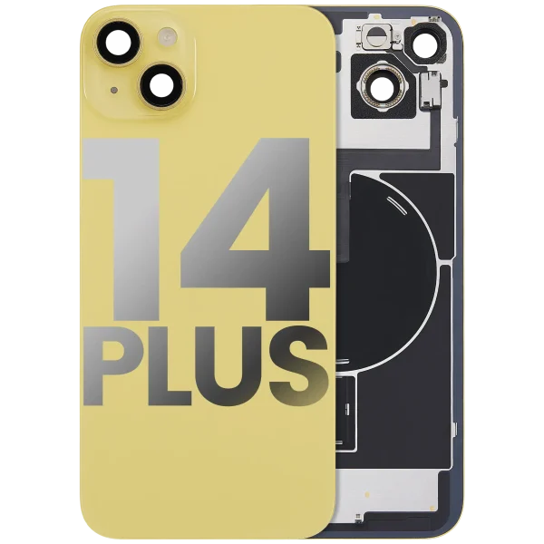 Iphone 14 Plus ile Uyumlu Arka Cam Çelik Plakalı Kablosuz NFC Şarj MagSafe Mıknatıs ve El Feneri Esnek ile Uyumlu Full Sarı