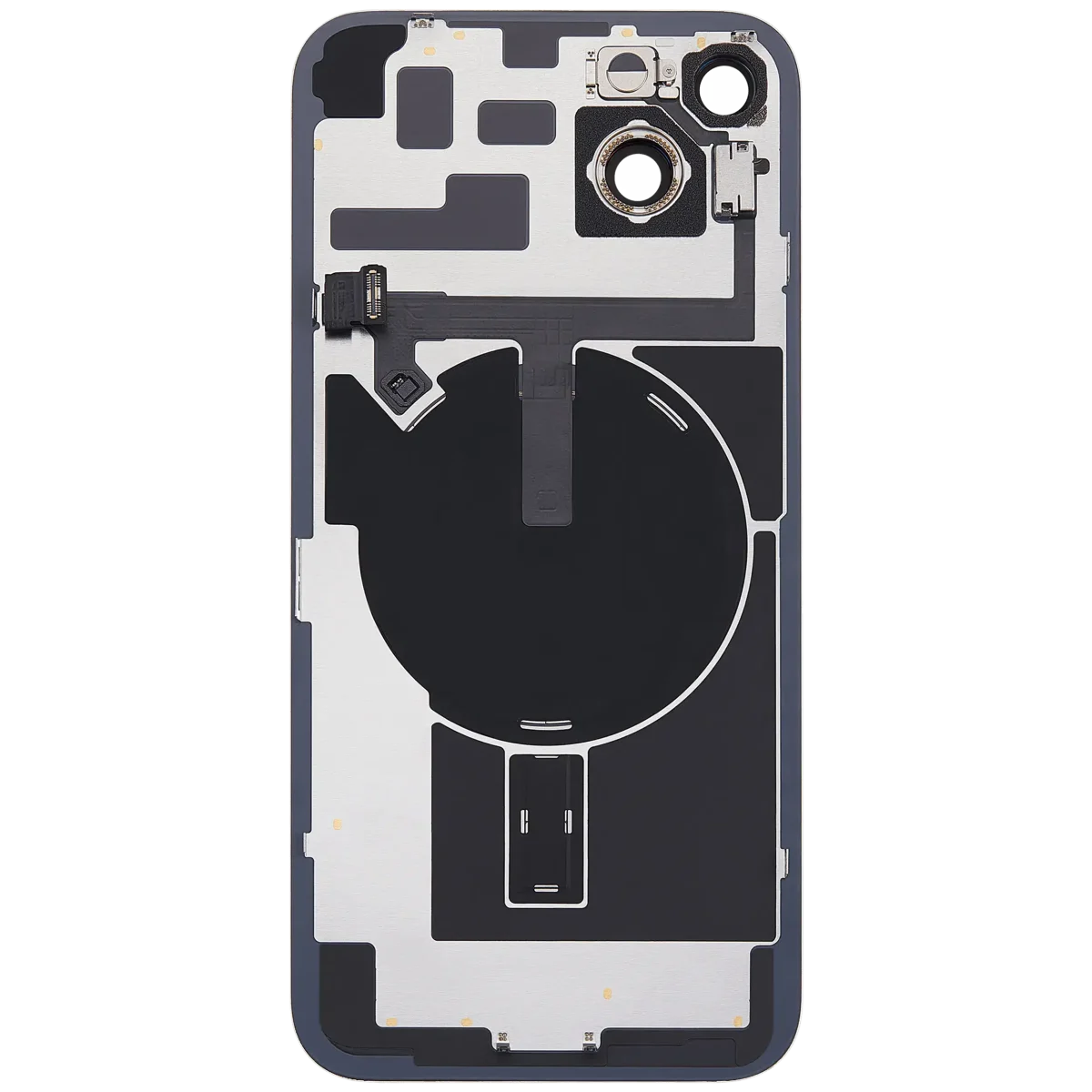 Iphone 14 Plus ile Uyumlu Arka Cam Çelik Plakalı Kablosuz NFC Şarj MagSafe Mıknatıs ve El Feneri Esnek ile Uyumlu Full Starlight - Görsel 4