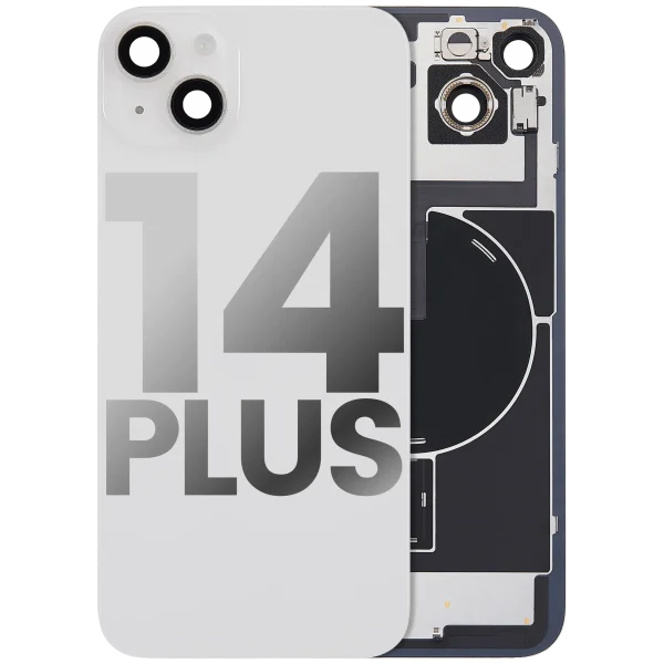 Iphone 14 Plus ile Uyumlu Arka Cam Çelik Plakalı Kablosuz NFC Şarj MagSafe Mıknatıs ve El Feneri Esnek ile Uyumlu Full Starlight
