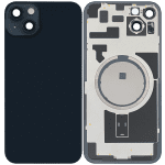 Iphone 14 Plus ile Uyumlu Arka Cam Çelik Plakalı MagSafe Mıknatıs Önceden Takılmış Kapak Full Gece ​​Yarısı - Görsel 2