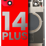 Iphone 14 Plus ile Uyumlu Arka Cam Çelik Plakalı MagSafe Mıknatıs Önceden Takılmış Kapak Full Kırmızı