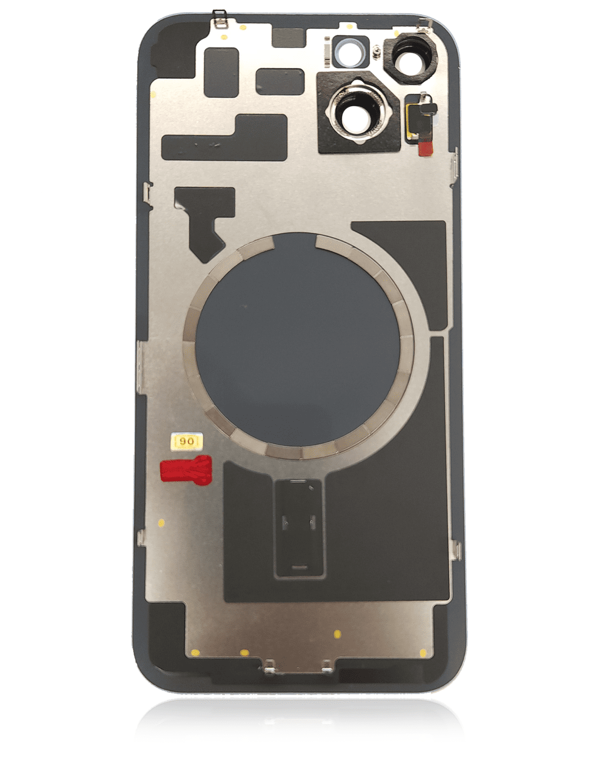 Iphone 14 Plus ile Uyumlu Arka Cam Çelik Plakalı MagSafe Mıknatıs Önceden Takılmış Kapak Full Starlight - Görsel 2