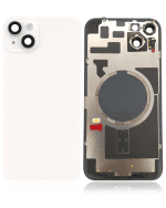 Iphone 14 Plus ile Uyumlu Arka Cam Çelik Plakalı MagSafe Mıknatıs Önceden Takılmış Kapak Full Starlight - Görsel 3