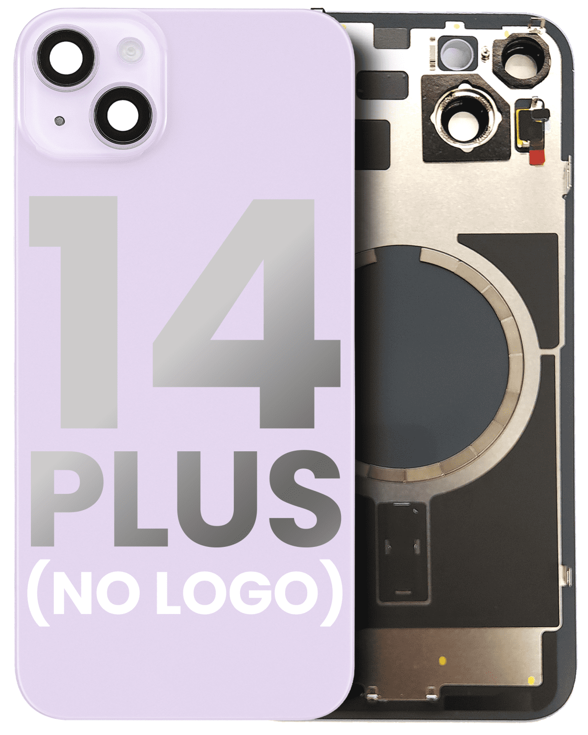 Iphone 14 Plus ile Uyumlu Arka Cam Çelik Plakalı MagSafe Mıknatıs Önceden Takılmış Kapak Mor - Görsel 3