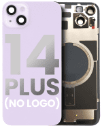 Iphone 14 Plus ile Uyumlu Arka Cam Çelik Plakalı MagSafe Mıknatıs Önceden Takılmış Kapak Mor - Görsel 3