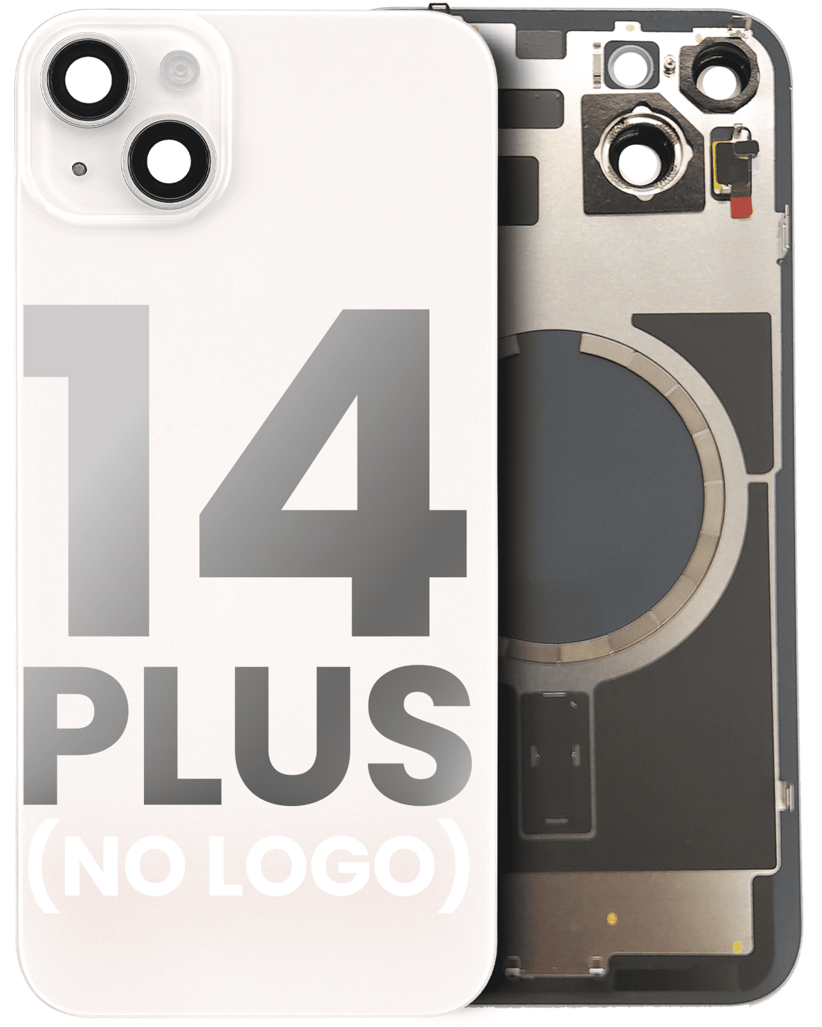 Iphone 14 Plus ile Uyumlu Arka Cam Çelik Plakalı MagSafe Mıknatıs Önceden Takılmış Starlight ile Uyumlu - Görsel 3