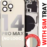 Iphone 14 Pro Max ile Uyumlu Arka Muhafaza Küçük Önceden Takılmış Uluslararası Sürüm Logo Yok Plus Gold ile Uyumlu