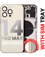 Iphone 14 Pro Max ile Uyumlu Arka Muhafaza Küçük Önceden Takılmış Uluslararası Sürüm Logo Yok Plus Gold ile Uyumlu