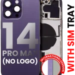 Iphone 14 Pro Max ile Uyumlu Arka Muhafaza Küçük Önceden Takılmış Uluslararası Sürüm Logo Yok Plus Koyu Mor ile Uyumlu