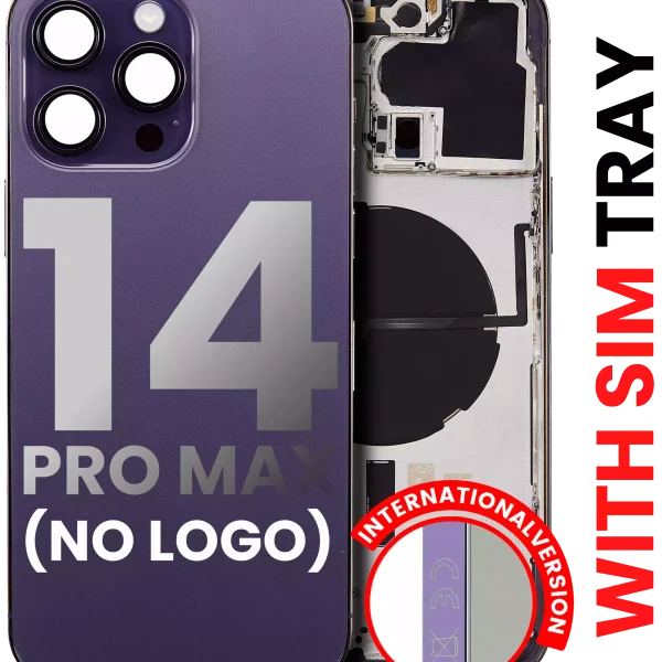 Iphone 14 Pro Max ile Uyumlu Arka Muhafaza Küçük Önceden Takılmış Uluslararası Sürüm Logo Yok Plus Koyu Mor ile Uyumlu