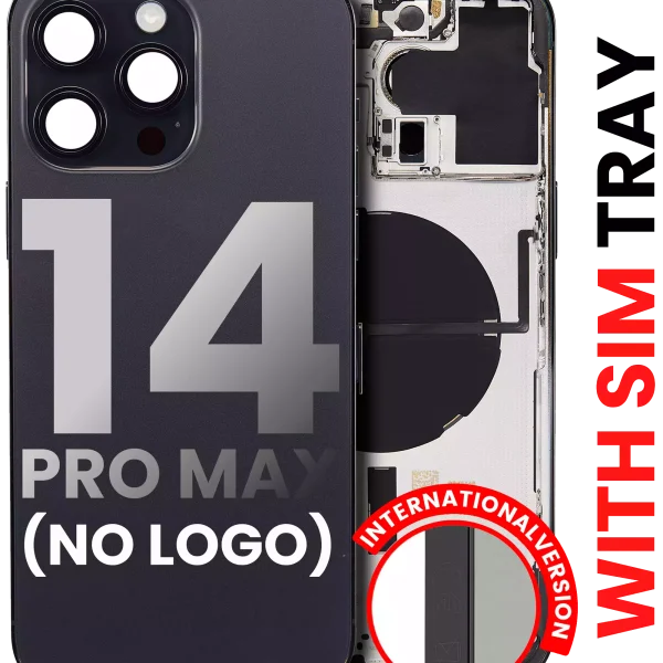 Iphone 14 Pro Max ile Uyumlu Arka Muhafaza Küçük Önceden Takılmış Uluslararası Sürüm Logo Yok Plus Uzay Siyahı ile Uyumlu