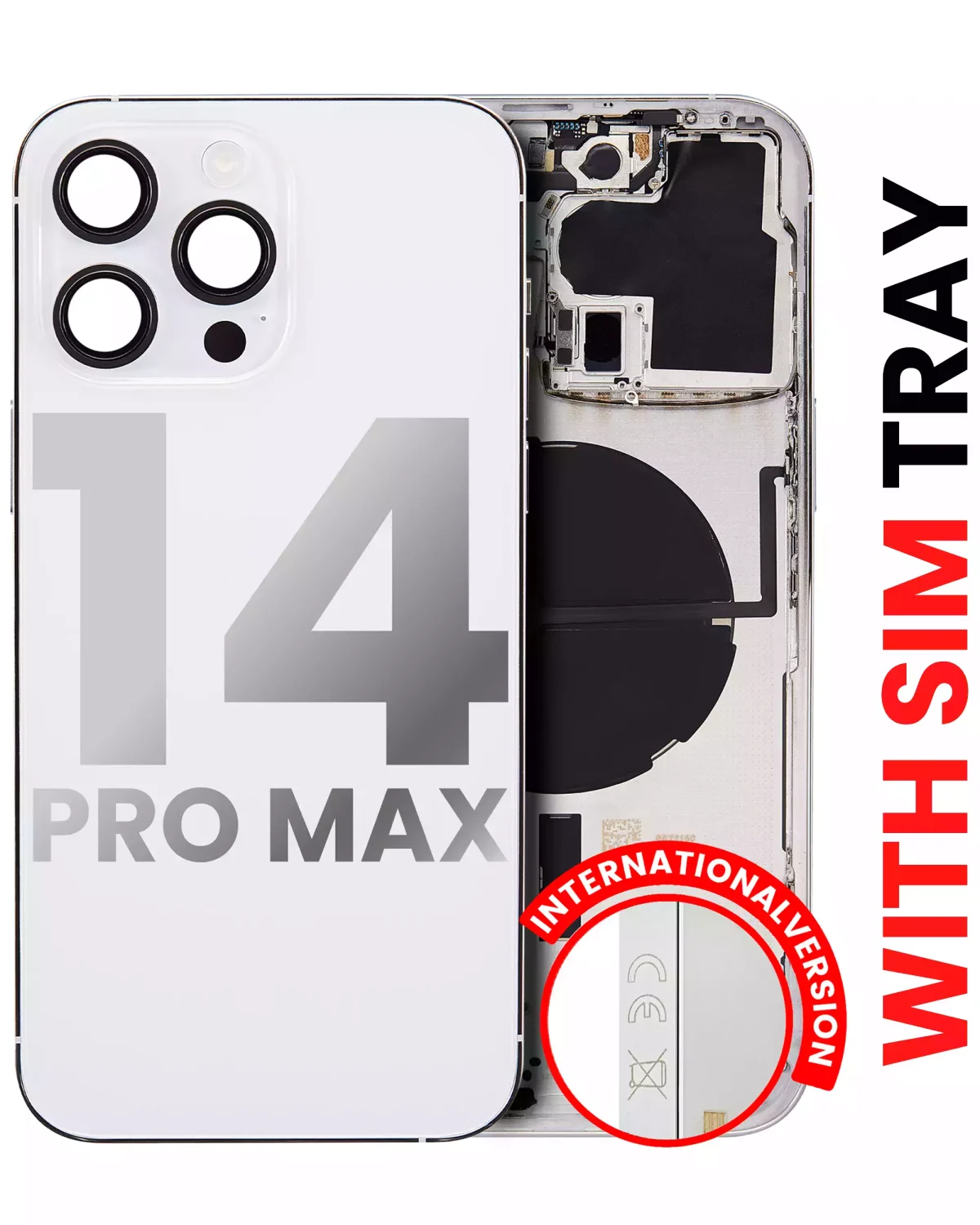 Iphone 14 Pro Max ile Uyumlu Arka Muhafaza Küçük Önceden Takılmış Uluslararası Sürüm Plus Gümüş ile Uyumlu