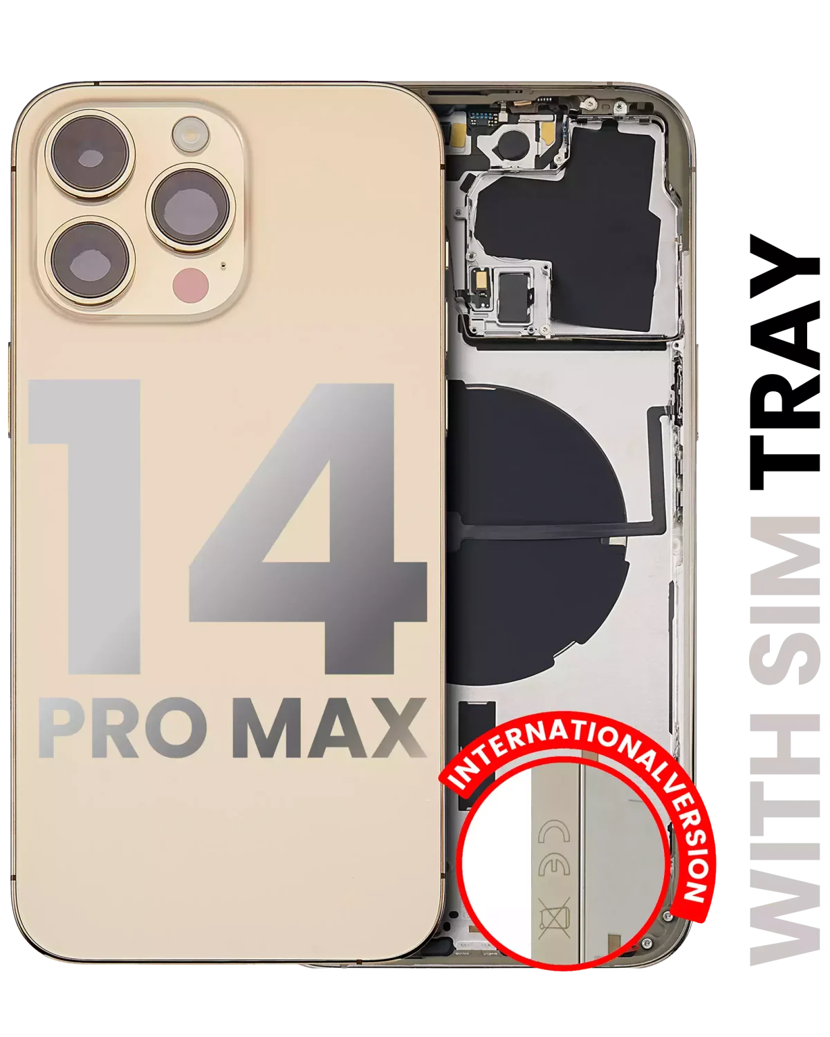 Iphone 14 Pro Max ile Uyumlu Arka Muhafaza Küçük Önceden Takılmış ile Uyumlu Uluslararası Sürüm Kullanılmış  Çekme: Sınıf A Gold