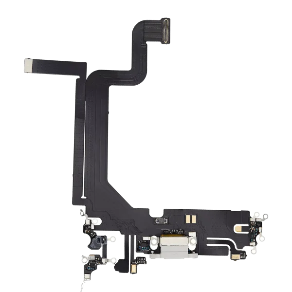 Iphone 14 Pro Max ile Uyumlu Şarj Portu Esnek Kablosu Aftermarket Plus Gümüş ile Uyumlu