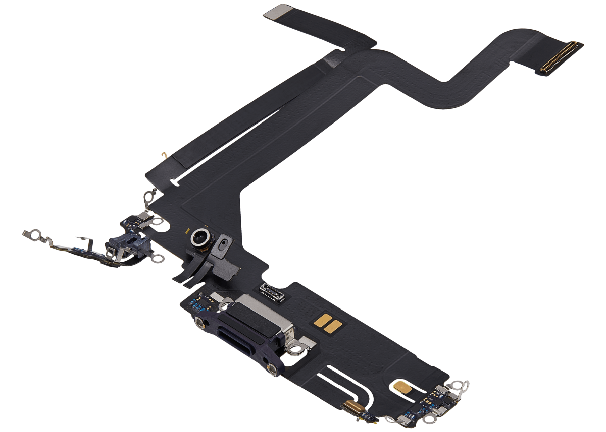 Iphone 14 Pro Max ile Uyumlu Şarj Portu Esnek Kablosu ile Uyumlu Kullanılmış  Çekme Koyu Mor - Görsel 3