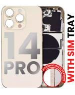 Iphone 14 Pro ile Uyumlu Arka Muhafaza Küçük Önceden Takılmış Uluslararası Sürüm Logo Yok Plus Gold ile Uyumlu