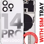 Iphone 14 Pro ile Uyumlu Arka Muhafaza Küçük Önceden Takılmış Uluslararası Sürüm Logo Yok Plus Gümüş ile Uyumlu