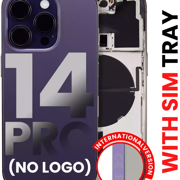 Iphone 14 Pro ile Uyumlu Arka Muhafaza Küçük Önceden Takılmış Uluslararası Sürüm Logo Yok Plus Koyu Mor ile Uyumlu