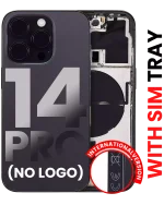 Iphone 14 Pro ile Uyumlu Arka Muhafaza Küçük Önceden Takılmış Uluslararası Sürüm Logo Yok Plus Uzay Siyahı ile Uyumlu