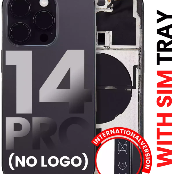 Iphone 14 Pro ile Uyumlu Arka Muhafaza Küçük Önceden Takılmış Uluslararası Sürüm Logo Yok Plus Uzay Siyahı ile Uyumlu