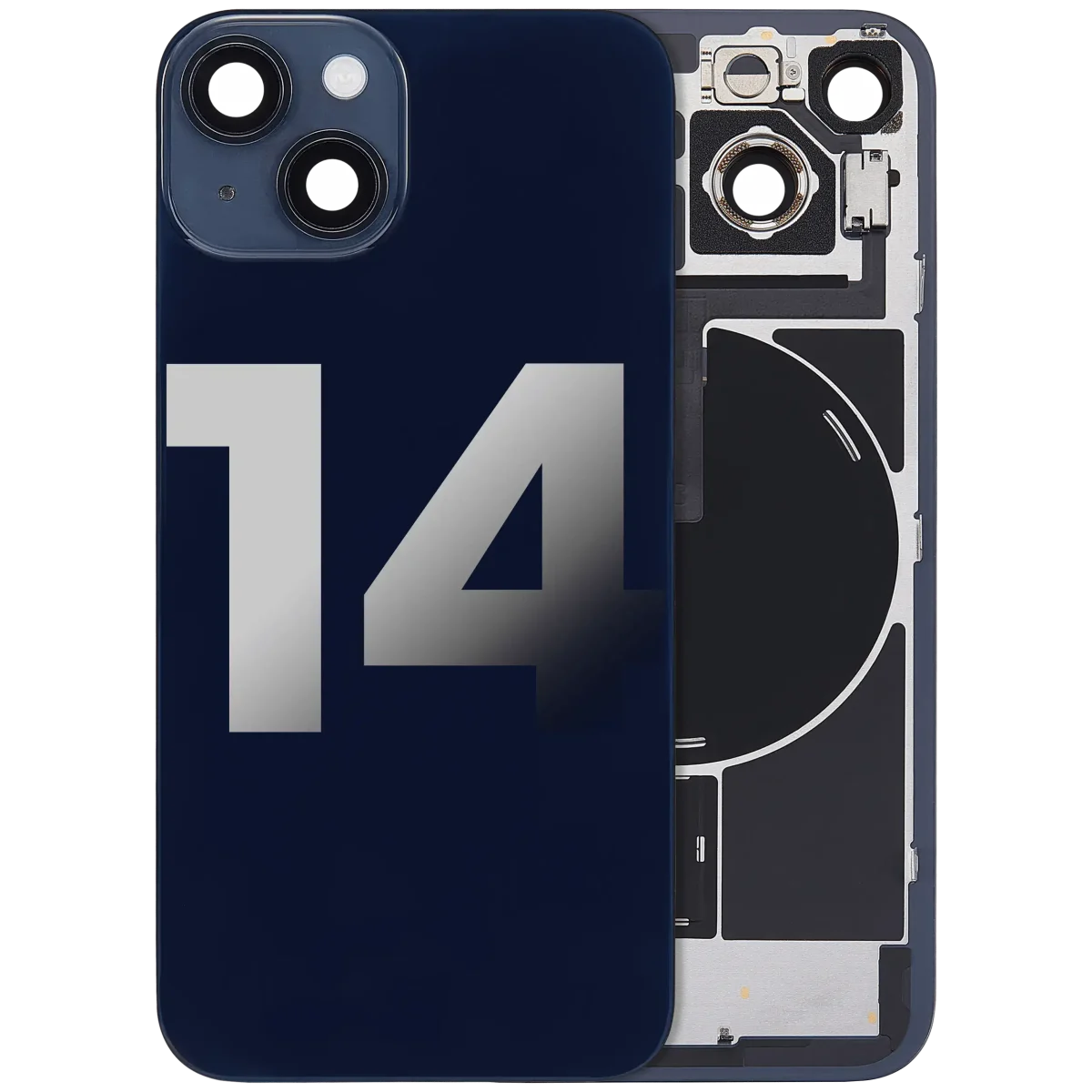 Iphone 14 ile Uyumlu Arka Cam Çelik Plakalı Kablosuz NFC Şarj MagSafe Mıknatıs ve El Feneri Esnek ile Uyumlu Full A Sınıfı Gece ​​Yarısı