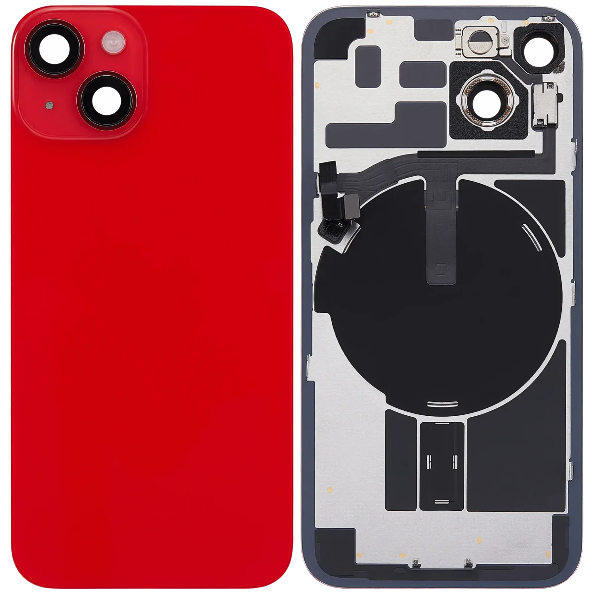 Iphone 14 ile Uyumlu Arka Cam Çelik Plakalı Kablosuz NFC Şarj MagSafe Mıknatıs ve El Feneri Esnek ile Uyumlu Full Kırmızı - Görsel 2