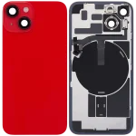 Iphone 14 ile Uyumlu Arka Cam Çelik Plakalı Kablosuz NFC Şarj MagSafe Mıknatıs ve El Feneri Esnek ile Uyumlu Full Kırmızı - Görsel 2