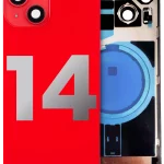 Iphone 14 ile Uyumlu Arka Cam Çelik Plakalı Kablosuz NFC Şarj MagSafe Mıknatıs ve El Feneri Esnek ile Uyumlu Full  Kırmızı