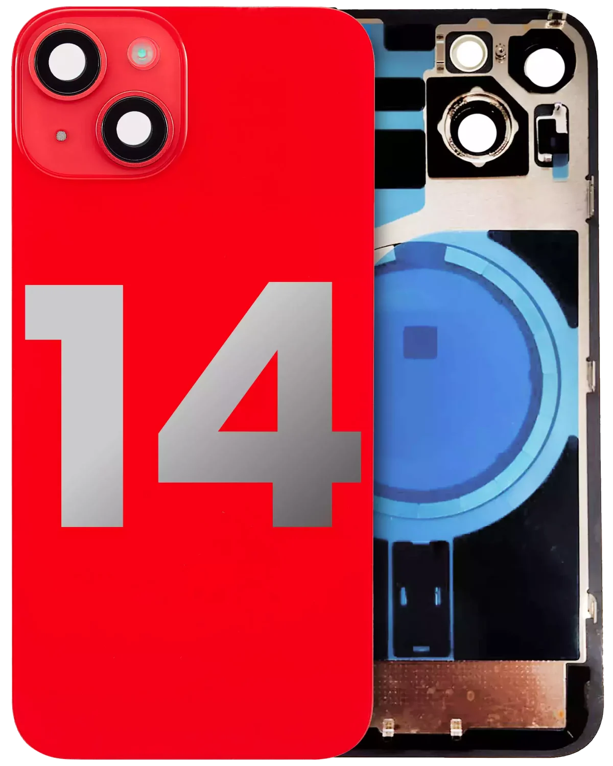 Iphone 14 ile Uyumlu Arka Cam Çelik Plakalı Kablosuz NFC Şarj MagSafe Mıknatıs ve El Feneri Esnek ile Uyumlu Full  Kırmızı - Görsel 4