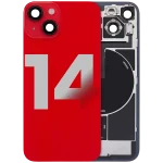 Iphone 14 ile Uyumlu Arka Cam Çelik Plakalı Kablosuz NFC Şarj MagSafe Mıknatıs ve El Feneri Esnek ile Uyumlu Full Kırmızı