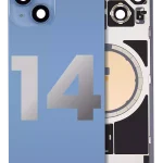 Iphone 14 ile Uyumlu Arka Cam Çelik Plakalı Kablosuz NFC Şarj MagSafe Mıknatıs ve El Feneri Esnek ile Uyumlu Full  Mavi