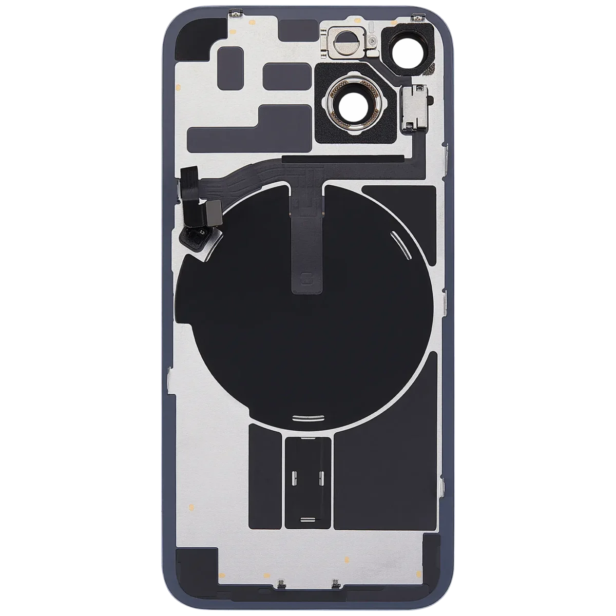 Iphone 14 ile Uyumlu Arka Cam Çelik Plakalı Kablosuz NFC Şarj MagSafe Mıknatıs ve El Feneri Esnek ile Uyumlu Full Mavi - Görsel 4
