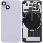 Iphone 14 ile Uyumlu Arka Cam Çelik Plakalı Kablosuz NFC Şarj MagSafe Mıknatıs ve El Feneri Esnek ile Uyumlu Full Mor - Görsel 2