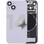Iphone 14 ile Uyumlu Arka Cam Çelik Plakalı Kablosuz NFC Şarj MagSafe Mıknatıs ve El Feneri Esnek ile Uyumlu Full Mor