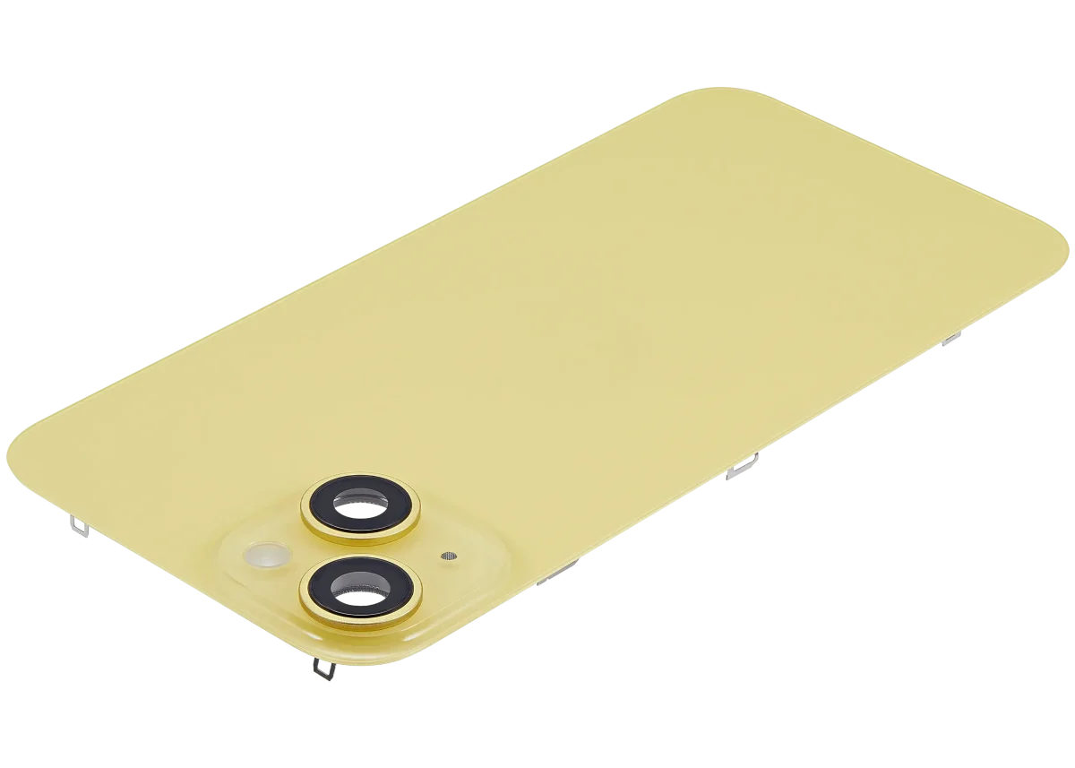 Iphone 14 ile Uyumlu Arka Cam Çelik Plakalı Kablosuz NFC Şarj MagSafe Mıknatıs ve El Feneri Esnek ile Uyumlu Full Sarı - Görsel 5