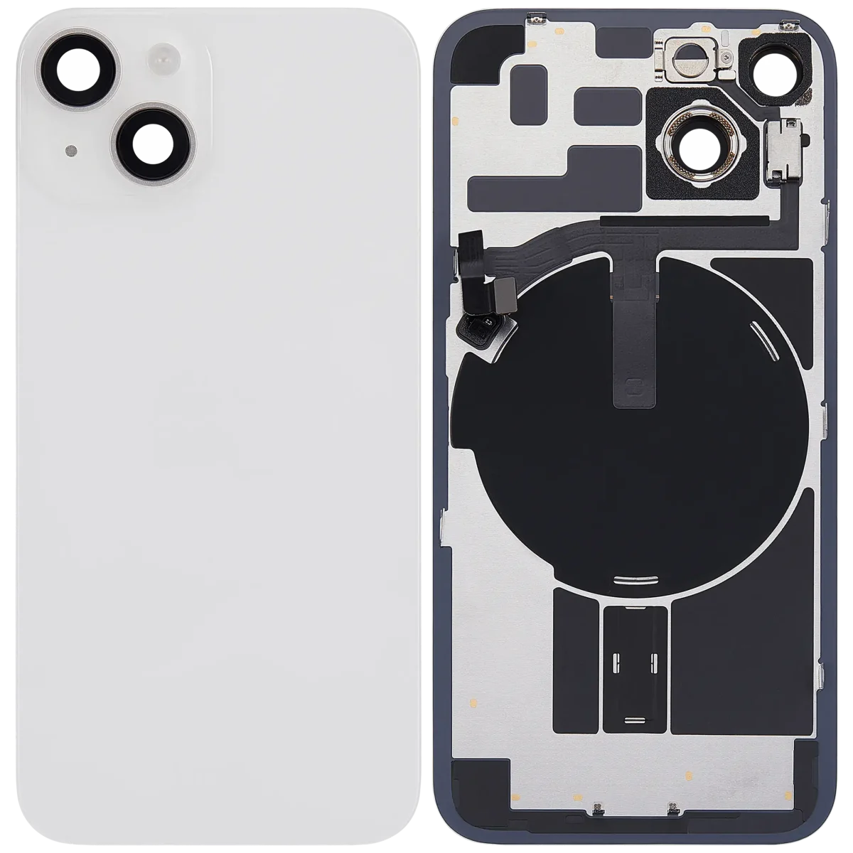 Iphone 14 ile Uyumlu Arka Cam Çelik Plakalı Kablosuz NFC Şarj MagSafe Mıknatıs ve El Feneri Esnek ile Uyumlu Full Starlight - Görsel 2