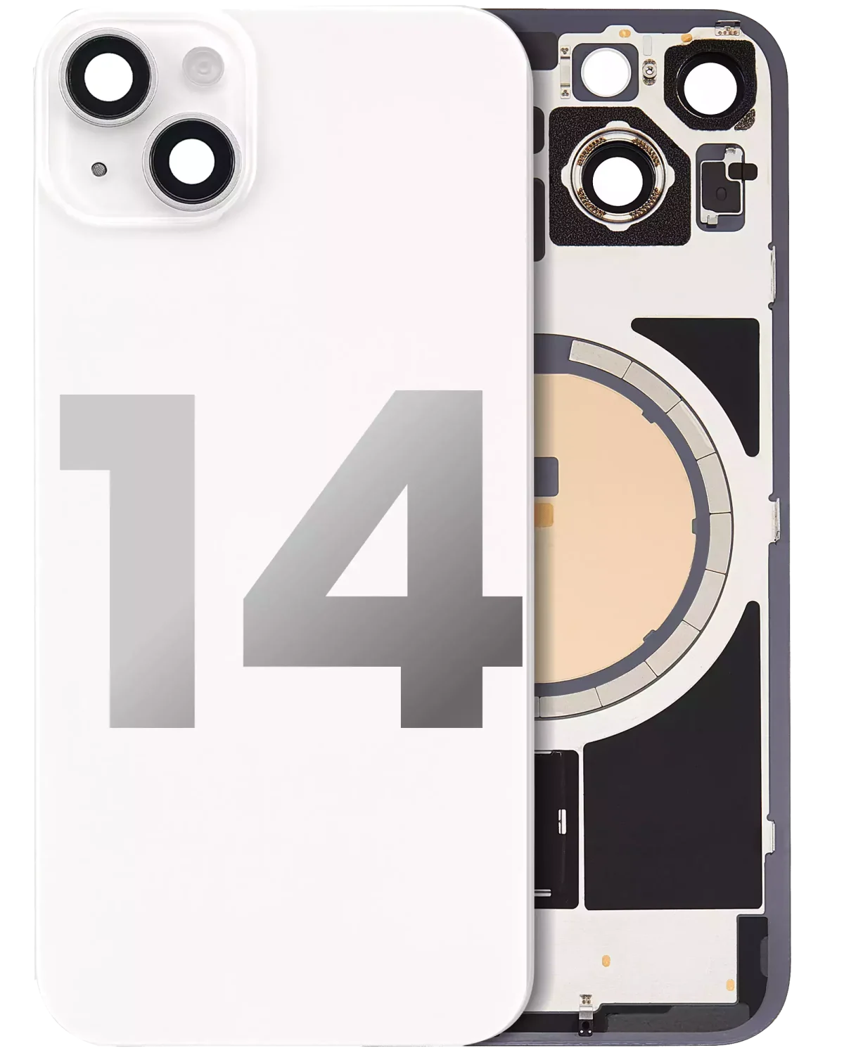 Iphone 14 ile Uyumlu Arka Cam Çelik Plakalı Kablosuz NFC Şarj MagSafe Mıknatıs ve El Feneri Esnek ile Uyumlu Full  Starlight